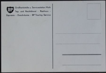BP Gasstation Motor In Melk "BP wuenscht gute Fahrt" 1953 original Postcard (1031)